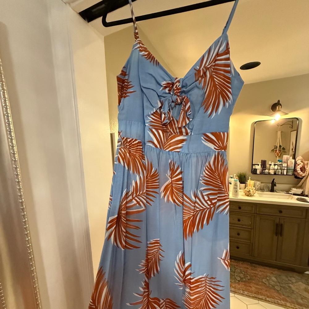 Lush Sky Blue and Rust Dress